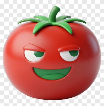 Cartoon Tomato Character With A Mischievous Expression PNG