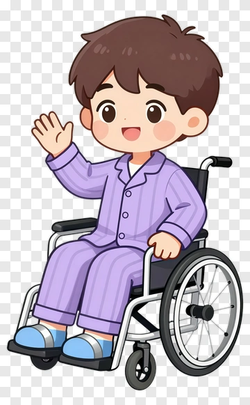 Cartoon Boy In Wheelchair Waving PNG