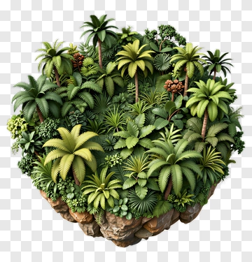 Tropical Island With Lush Greenery PNG
