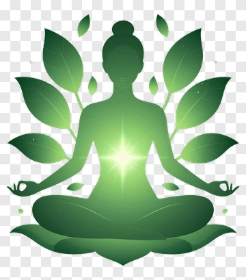 Silhouette Of A Meditating Woman Surrounded By Leaves PNG