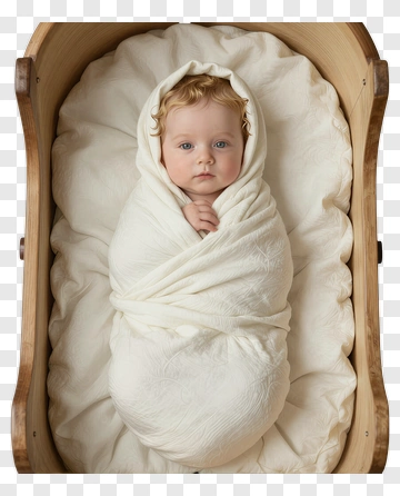 Baby Wrapped In A Soft White Blanket PNG