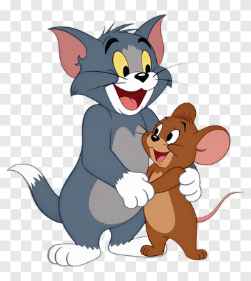Cartoon Cat And Mouse Embracing PNG