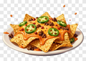Plate Of Nachos With Cheese And Jalapeños PNG
