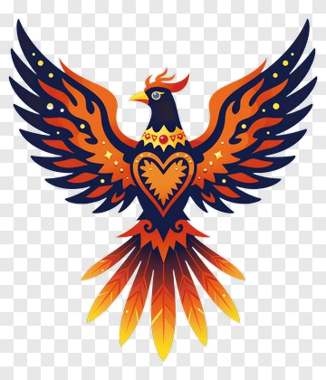 Colorful Phoenix With Flame-Like Wings PNG