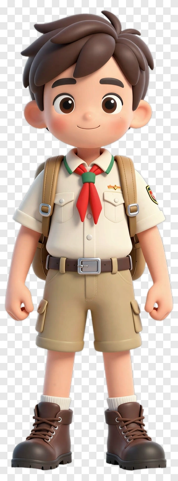 Cartoon Scout Boy In Uniform PNG