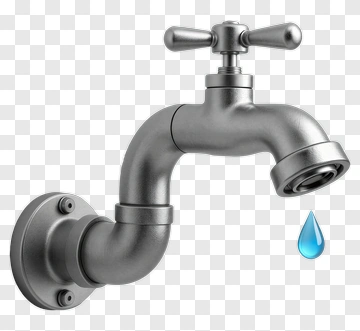 Metal Faucet With Water Droplet PNG