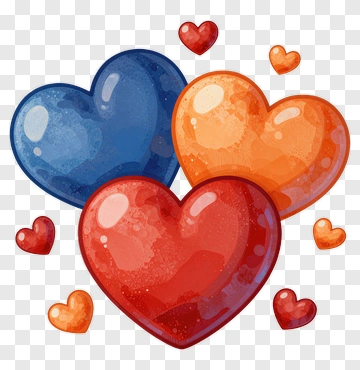 Colorful Hearts Illustration PNG