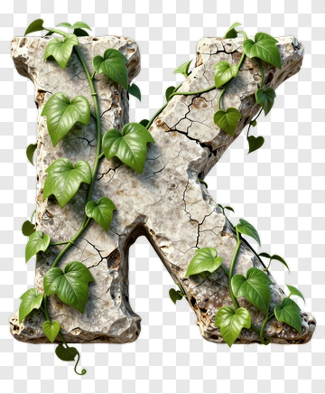 Stone Letter K Covered In Ivy PNG