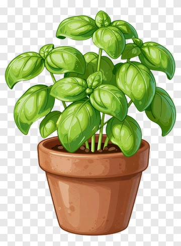 Basil Plant In A Pot PNG