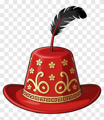 Red Decorative Hat With Feather PNG