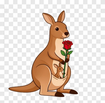 Cartoon Kangaroo Holding A Rose PNG