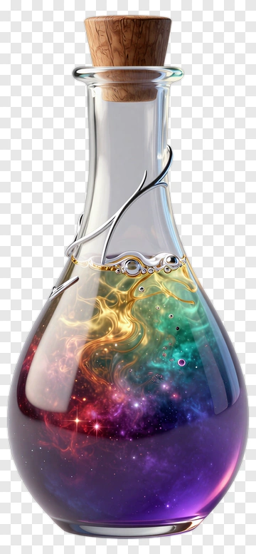 Colorful Potion In A Glass Bottle PNG