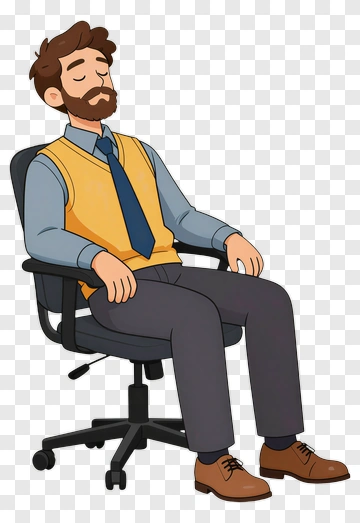 Cartoon Man Sitting In Office Chair PNG