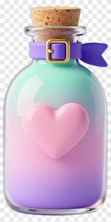 Colorful Heart-Shaped Potion Bottle PNG