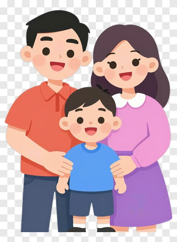 Cartoon Family Smiling Together PNG