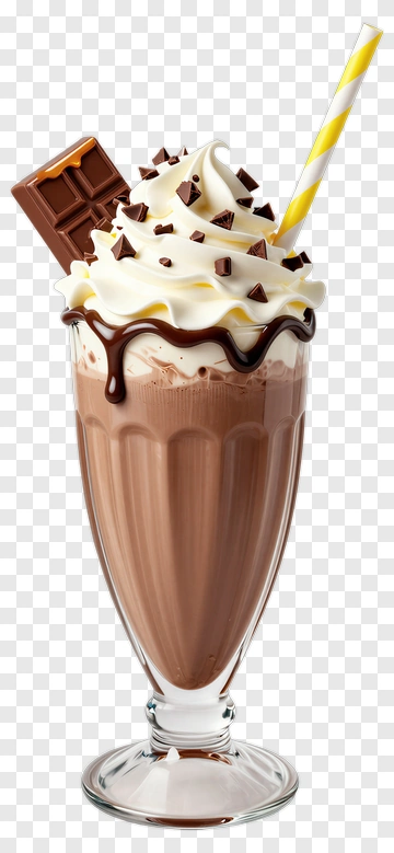 Chocolate Milkshake With Whipped Cream And Chocolate Bar PNG