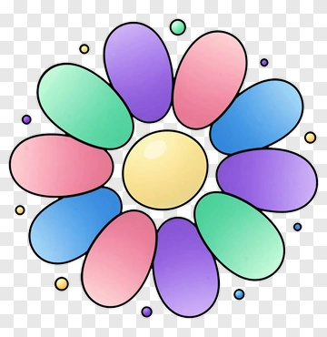 Colorful Flower With Decorative Ovals PNG