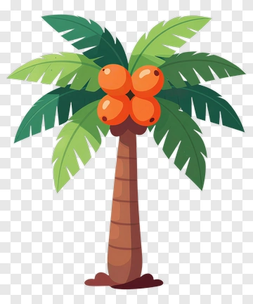 Colorful Palm Tree With Orange Fruits PNG