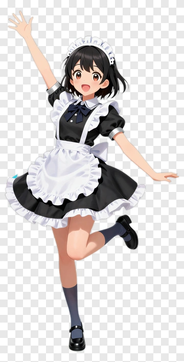 Maid Character In Black And White Outfit PNG