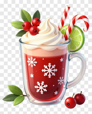 Holiday Drink With Whipped Cream And Candy Canes PNG
