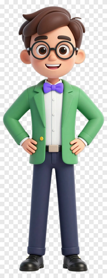 3D Cartoon Boy In Green Jacket PNG