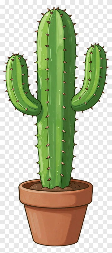 Cartoon Cactus In A Pot PNG