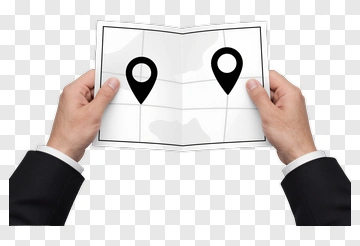 Hands Holding A Map With Location Markers PNG