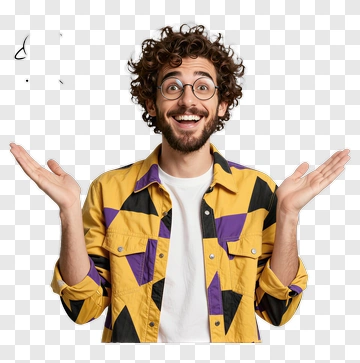 Happy Man Gesturing With Open Arms PNG