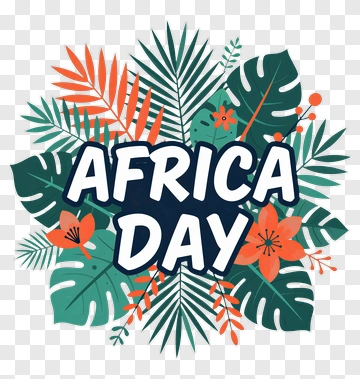 Africa Day Celebration With Tropical Leaves And Flowers PNG