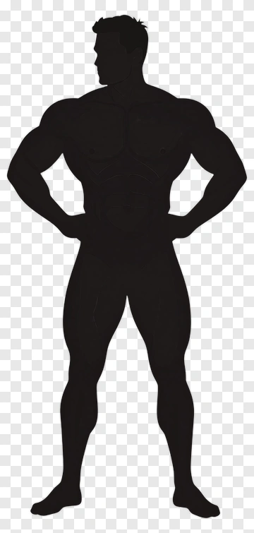 Silhouette Of A Muscular Man Standing Confidently PNG