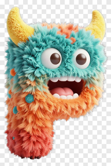 Colorful Cartoon Monster Letter P PNG