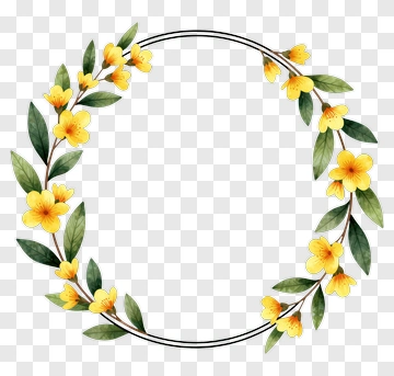 Floral Wreath With Yellow Flowers PNG