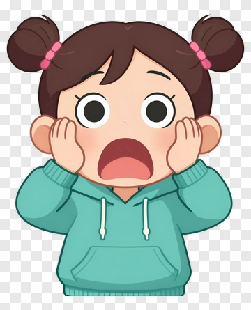 Shocked Cartoon Girl With Pigtails PNG