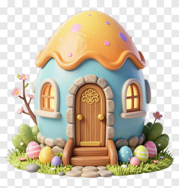 Colorful Easter Egg-Shaped House PNG