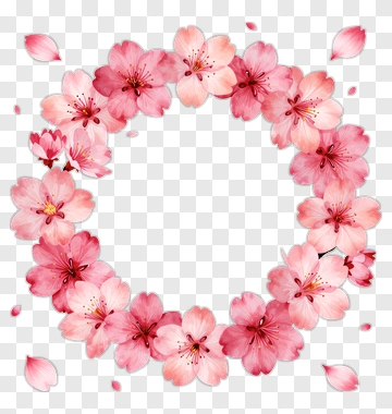 Pink Cherry Blossom Wreath PNG