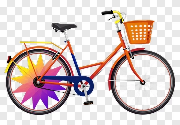 Colorful Bicycle With Basket PNG