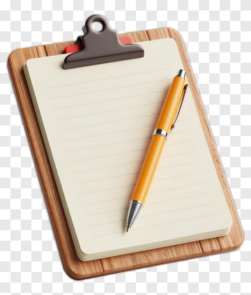 Clipboard With Blank Notepad And Pen PNG