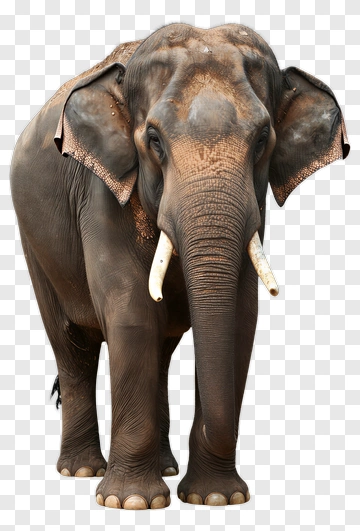 Asian Elephant Standing Upright PNG
