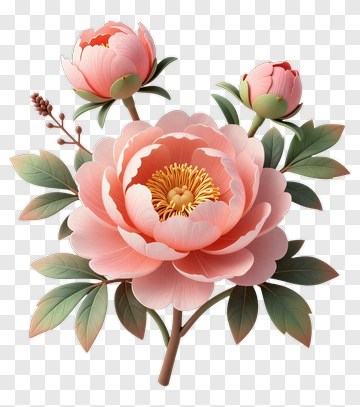Colorful Peony Flower Arrangement PNG