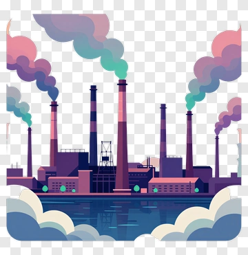 Industrial Factory With Emissions PNG