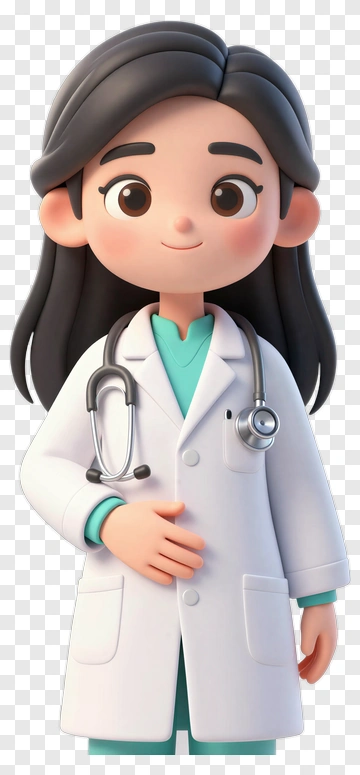 3D Female Doctor In White Coat PNG