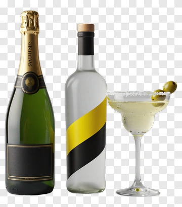 Champagne And Cocktail With Olive PNG