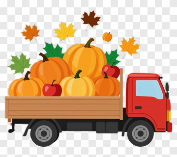 Truck Full Of Pumpkins And Apples PNG