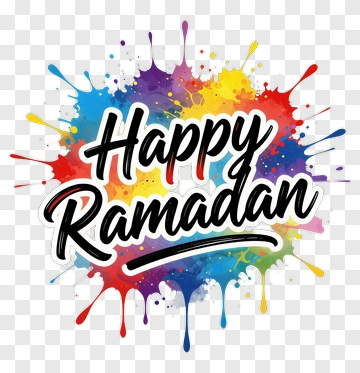 Happy Ramadan Colorful Splash Design PNG