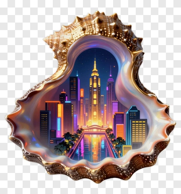 Cityscape Inside A Shell PNG