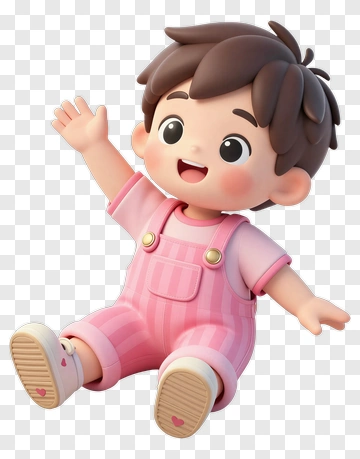 Cartoon Boy Sitting And Waving PNG