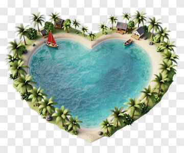 Heart-Shaped Tropical Island With Clear Water PNG