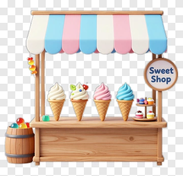 Ice Cream Sweet Shop Stand PNG