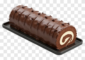 Chocolate Swiss Roll On A Black Tray PNG