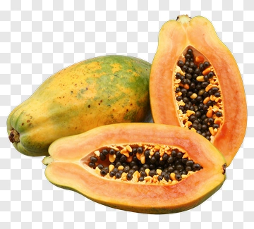 Papaya Fruit With Sliced Halves PNG